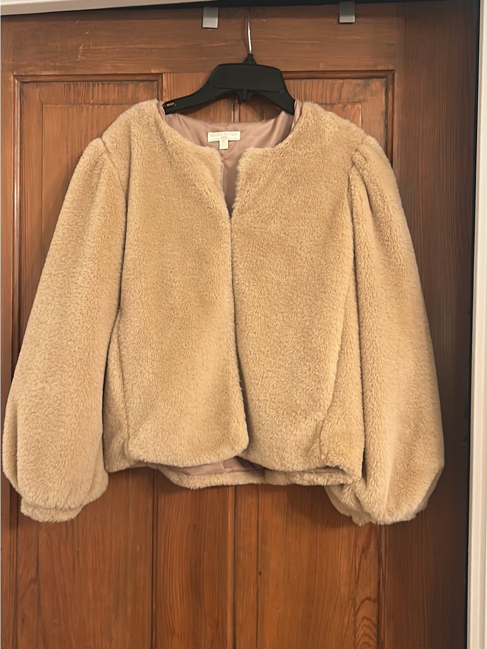 Chelsea & Violet Tan Faux Fur Teddy Jacket